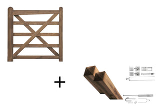 English Gate 120cm Pine Complete Brown - Complete set - Lands End B.V.