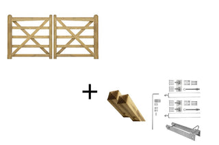 English Gate 2x120cm Pine Complete - Complete set - Lands End B.V.