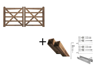English Gate 2x120cm Pine Complete Brown - Complete set - Lands End B.V.